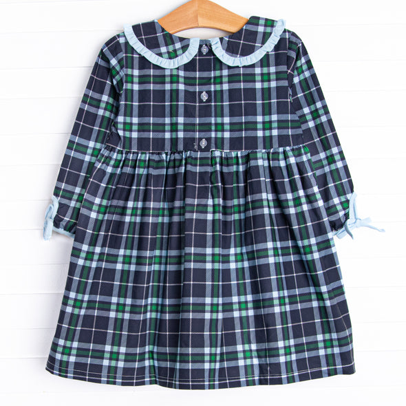 Campbell Long Sleeve Dress, Navy Plaid