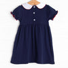 A is for Apple Applique Dress, Navy