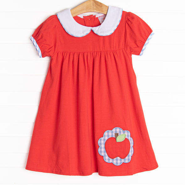 Apples to Apples Applique Dress, Red