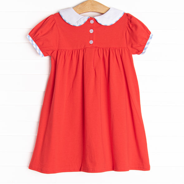 Apples to Apples Applique Dress, Red