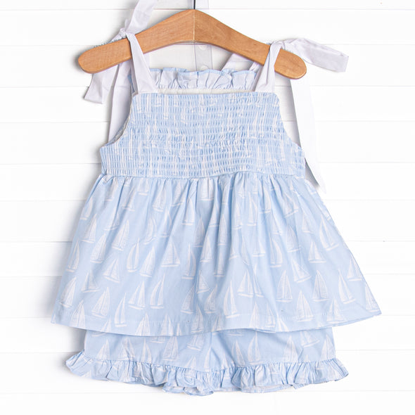 By the Bay Ruffle Short Set, Blue