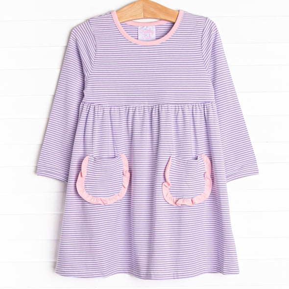 Amelia Dress, Purple Stripe