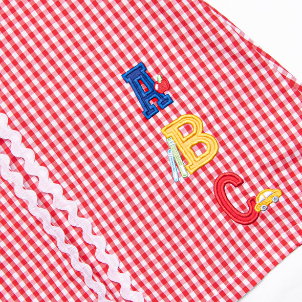 Spelling Bee Sweetie Applique Dress, Red