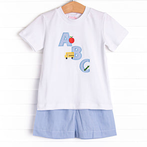 Sing With Me Applique Short Set, Blue