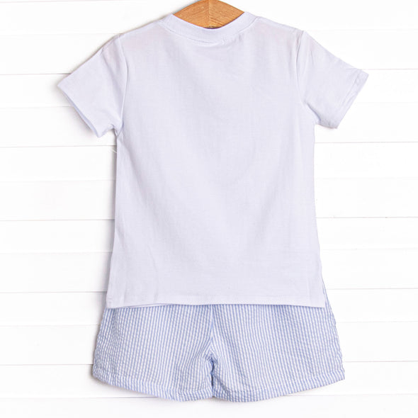 Top of Class Cutie Applique Short Set, Blue