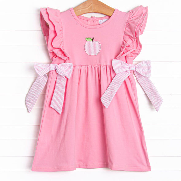 Top of Class Cutie Applique Side Tie Dress, Pink