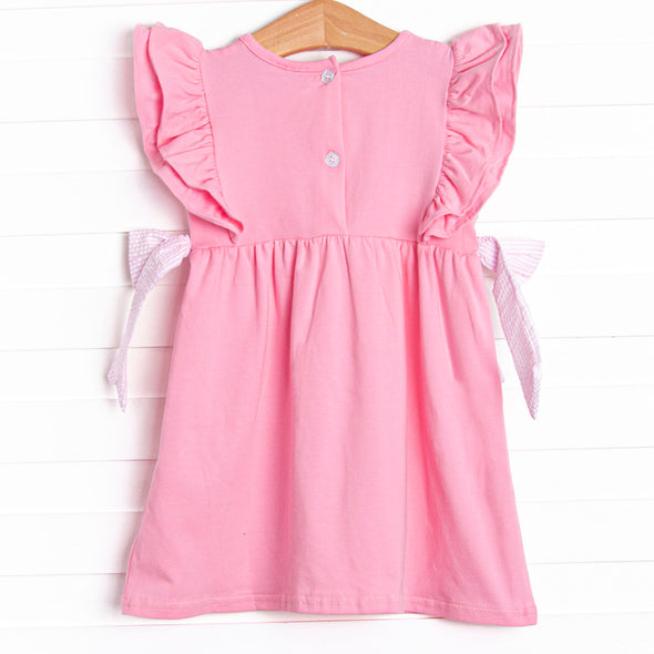 Top of Class Cutie Applique Side Tie Dress, Pink