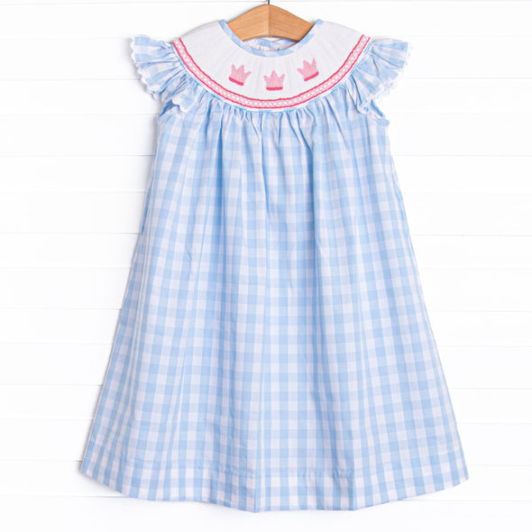 Royal Reign Smocked Bishop Dress, Blue