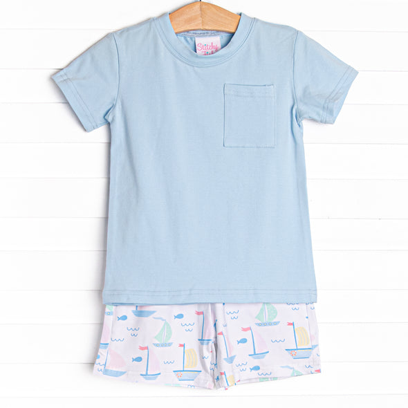 Dock Days Short Set, Blue