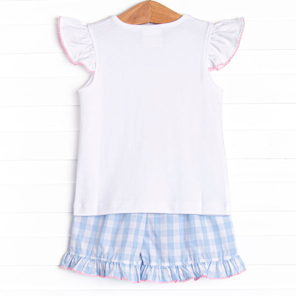 Royal Reign Smocked Ruffle Short Set, Blue