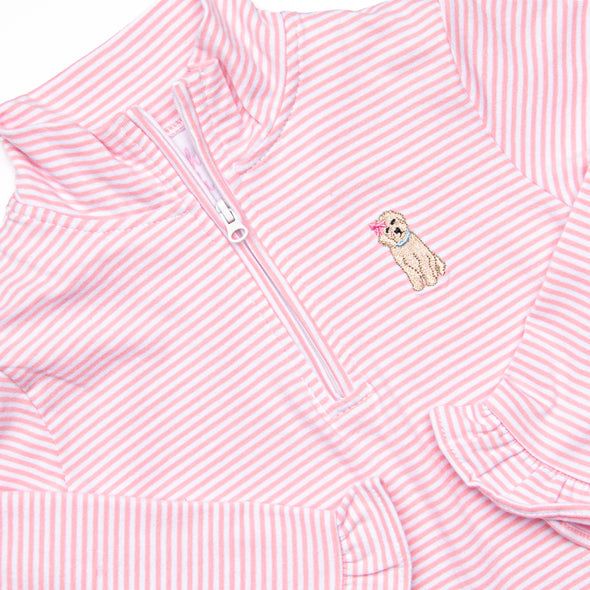 Puppy Embroidered Pullover, Pink