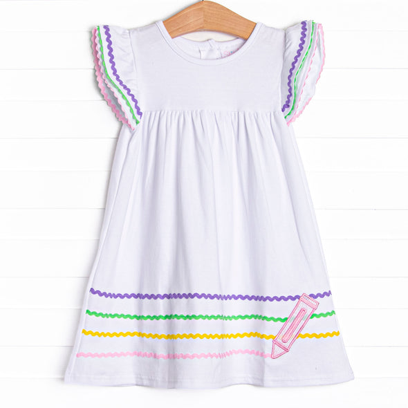 Color Craze Applique Dress, White