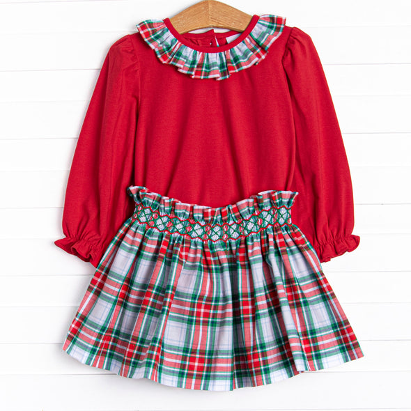 Home for the Holiday's Smocked Skirt Set, Red