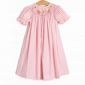 Harvest Hues Smocked Bishop Dress, Pink