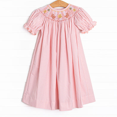 Harvest Hues Smocked Bishop Dress, Pink