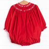 Prancer and Dancer Smocked Bubble, Red