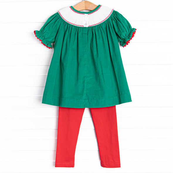 Fa La La Labs Smocked Legging Set, Green