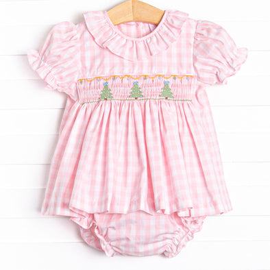 All Decked Out Smocked Diaper Set, Pink