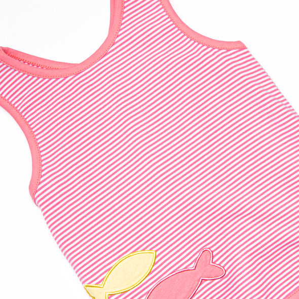 School of Fish Applique Diaper Set, Pink