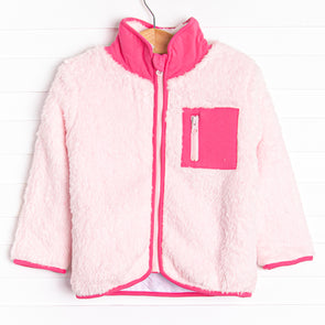 Fuzzy Zip-Up Jacket, Pink