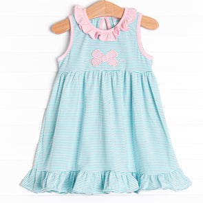 Ribbons and Bows Applique Sleeveless Dress, Mint