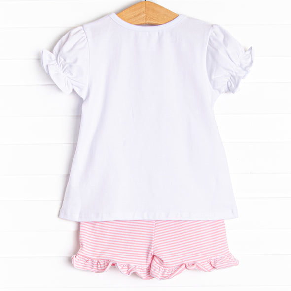 Let It Fly Applique Ruffle Short Set, Pink