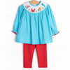 Flounder and Friends Smocked Legging Set, Blue