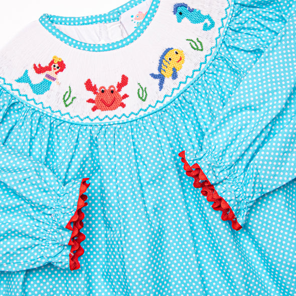 Flounder and Friends Smocked Legging Set, Blue