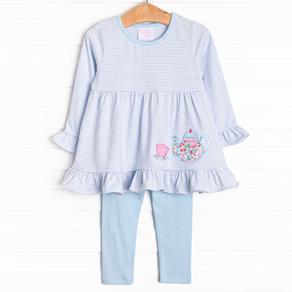 Little Teapot Applique Legging Set, Blue