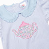 Little Teapot Applique Ruffle Short Set, Blue