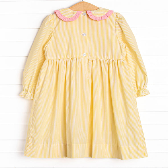 Frills and Fall Smocked Dress, Yellow