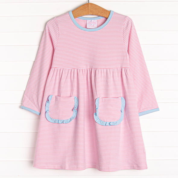 Amelia Dress, Pink Stripe