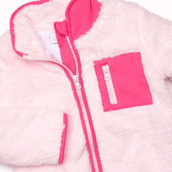 Fuzzy Zip-Up Jacket, Pink