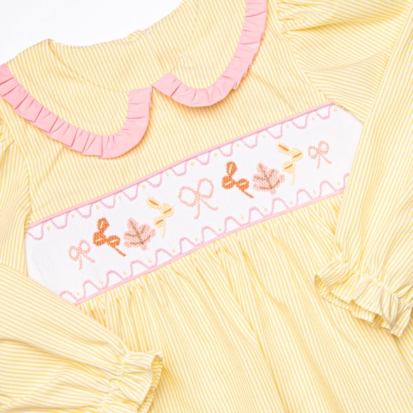 Frills and Fall Smocked Dress, Yellow