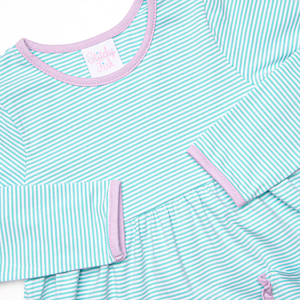 Amelia Dress, Mint Stripe