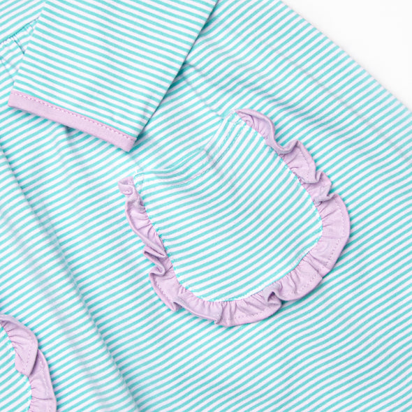 Amelia Dress, Mint Stripe