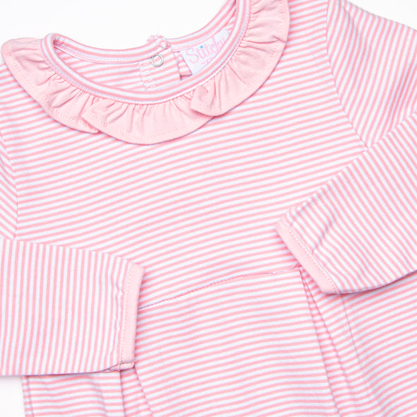 Lexie Ruffle Romper, Pink Stripe