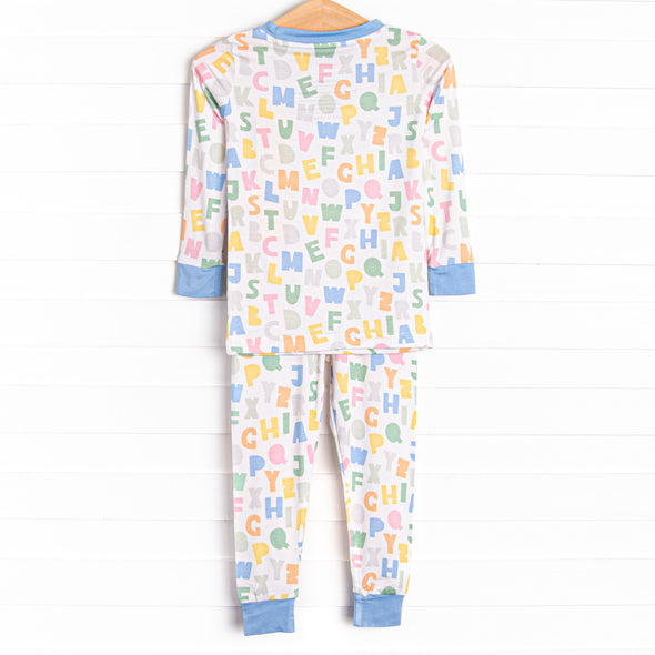 Alphabet Bamboo Pajama Set, Blue