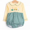 Putterly Adorable Applique Long Sleeve Bubble, Green