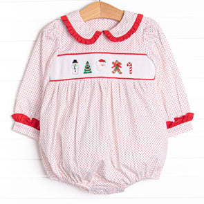 Season's Greetings Smocked Bubble, Red