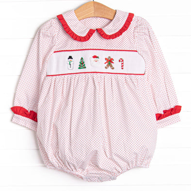 Season's Greetings Smocked Bubble, Red