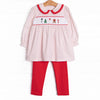 Season's Greetings Smocked Legging Set, Red