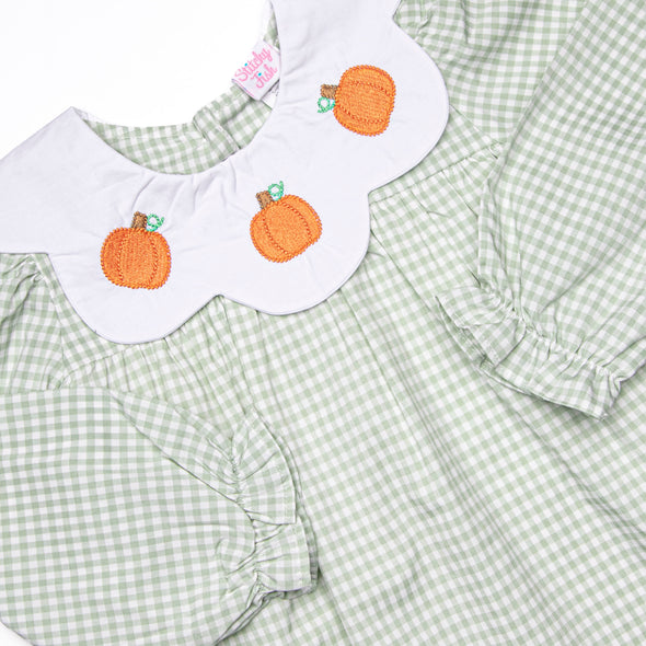 Posh Pumpkins Embroidered Dress, Green