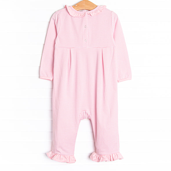 Lexie Ruffle Romper, Pink Stripe