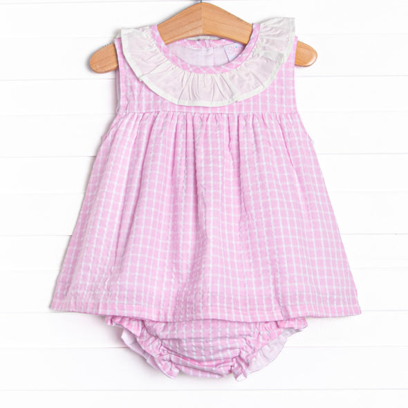 Picnic Plaid Diaper Set, Pink