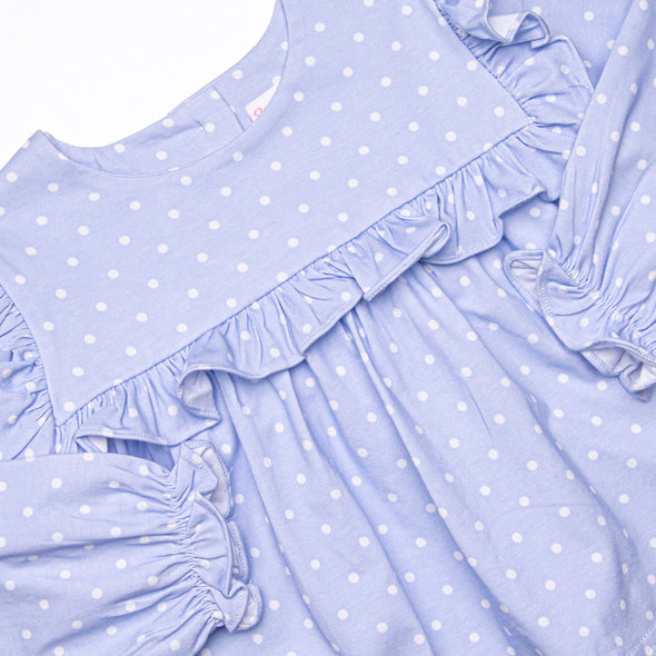 Periwinkle Polka Dot Diaper Set, Blue