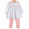 Pastel Pines Smocked Legging Set, Pink