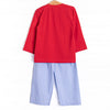 Santa's Coming Smocked Pant Set, Blue Gingham