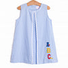 Spelling Bee Sweetie Applique Dress, Blue Gingham