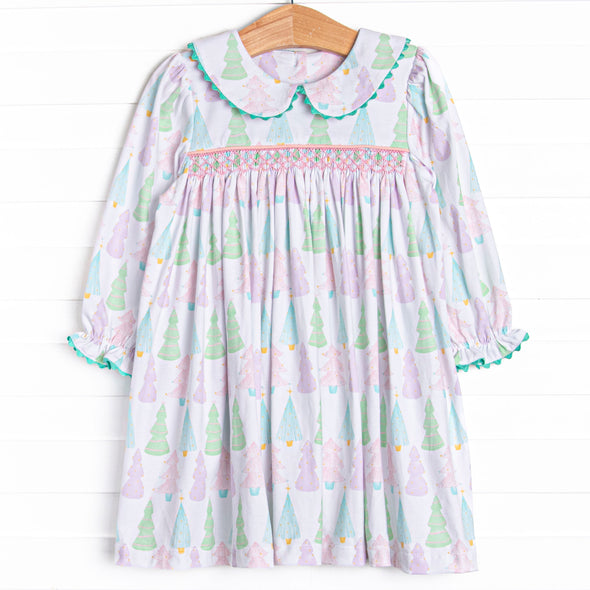 Pastel Pines Smocked Dress, Pink